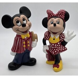 Vintage Walt Disney Productions Ceramic Mickey Mouse And Minnie 9"‎  #0234